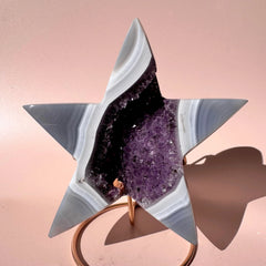 Esté Crystals crystal Agate Amethyst Star with Stand
