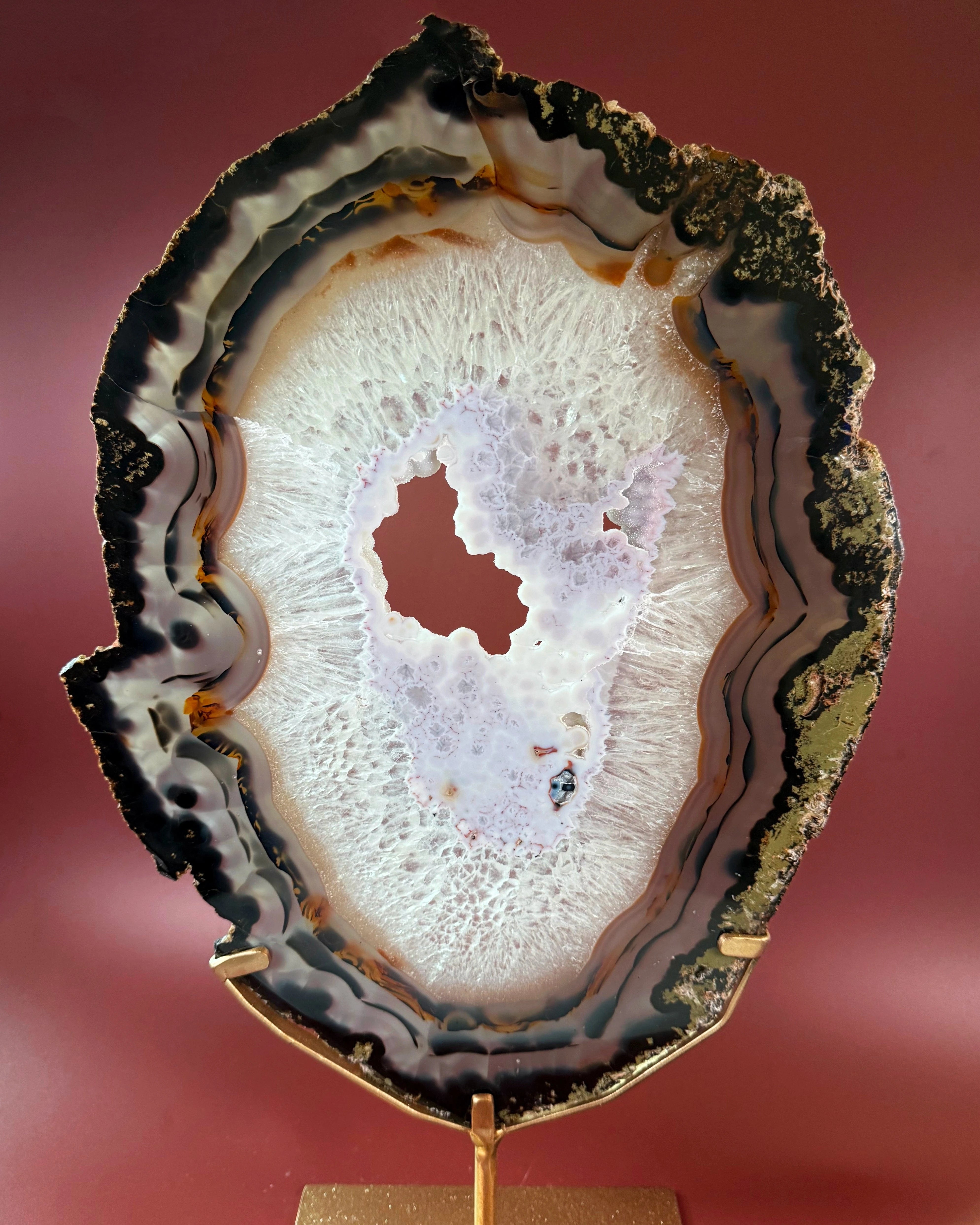 Esté Crystals crystal Blue Sugar Black Agate Portal Slab with Stand