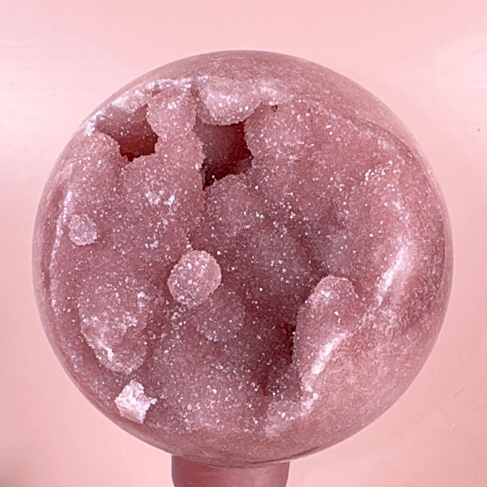 Esté Crystals crystal Bubbly Pink Amethyst Sphere with Sugar Druzy