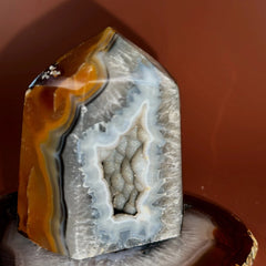 Esté Crystals crystal Chunky Caramel Blue Sugar Bubble Druzy Agate Tower