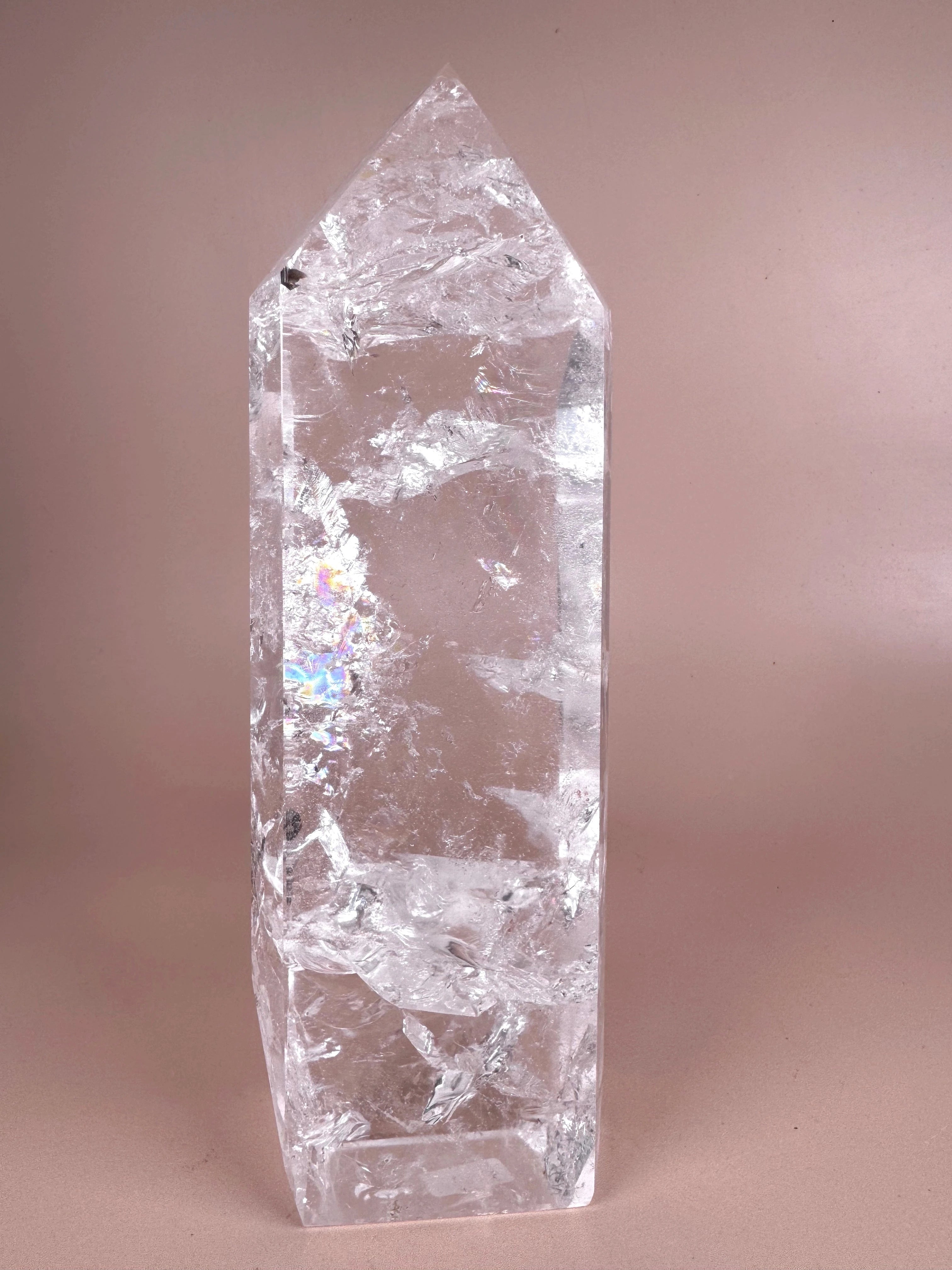 Esté Crystals crystal Clear Quartz Statement Rainbow Filled Tower