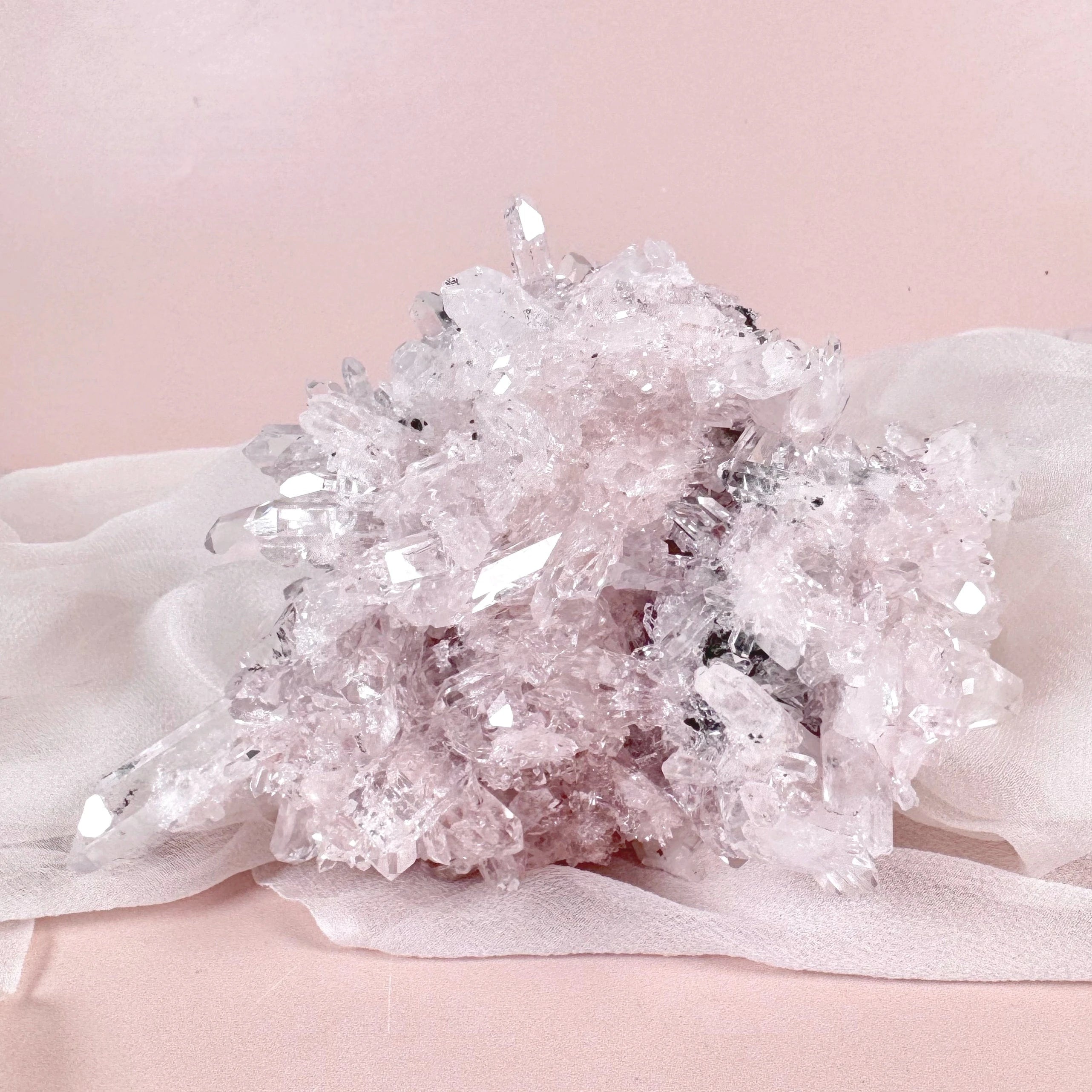 Esté Crystals crystal Double Sided Needly Pink Lemurian Cluster