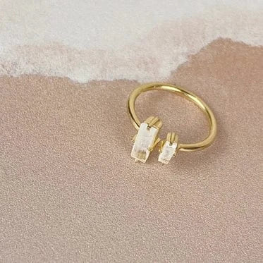 Esté Crystals crystal Golden Duo Moonstone Gold Ring Size 6-9