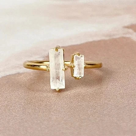 Esté Crystals crystal Golden Duo Moonstone Gold Ring Size 6-9