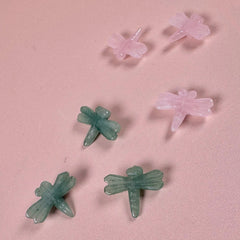 Esté Crystals crystal Green Aventurine and Rose Quartz Mini Dragonflies