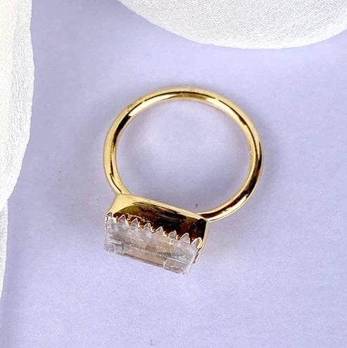 Esté Crystals crystal, jewelry Kunzite Gold Ring Size 7, 8