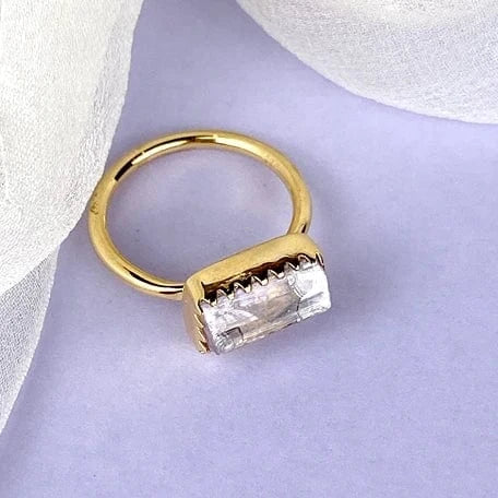 Esté Crystals crystal, jewelry Kunzite Gold Ring Size 7, 8
