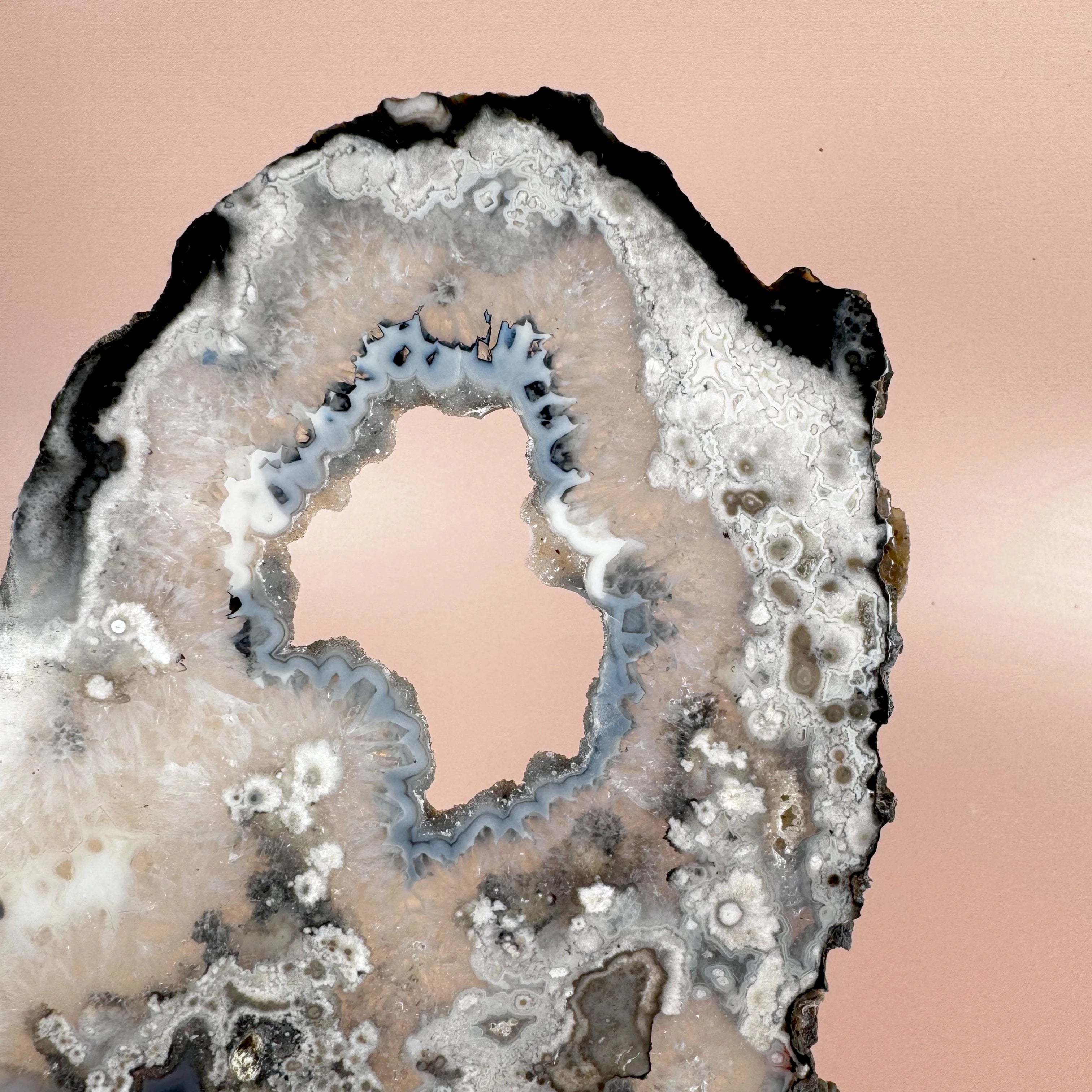 Esté Crystals crystal Moody Blue Druzy Agate x Flower Agate Slab