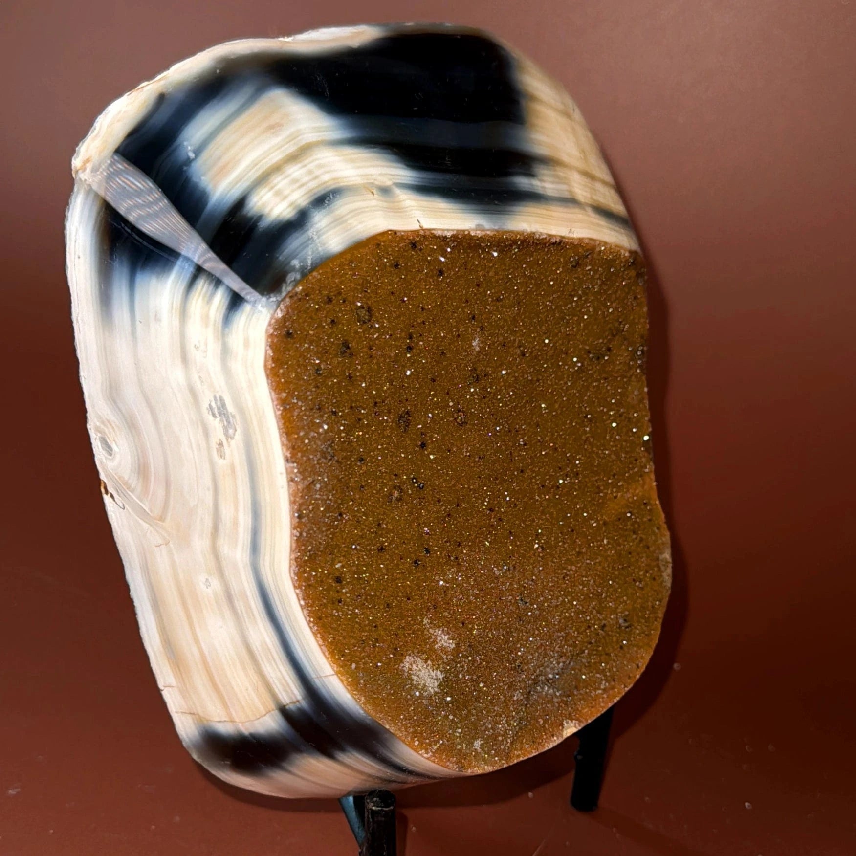 Esté Crystals crystal Orca Agate Freeform with Orange Sugar Druzy