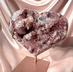 Esté Crystals crystal Pink Amethyst Calcite Agate Heart with Stand