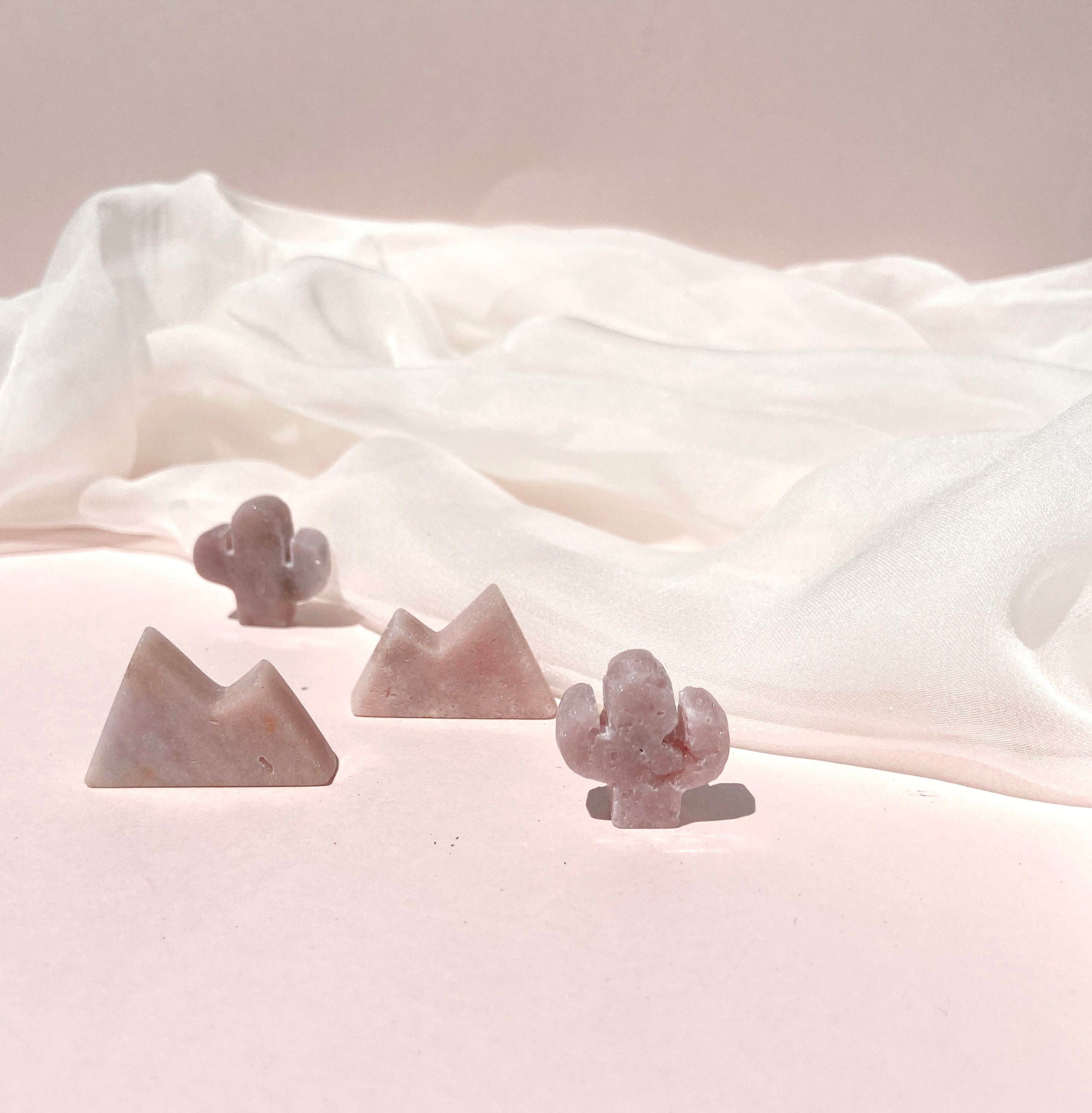 Esté Crystals crystal Pink Amethyst Mountain and Cactus Mini Crystals