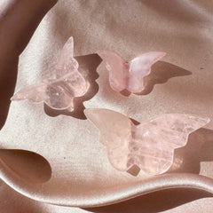 Esté Crystals crystal Rose Quartz Flying Butterfly Carving
