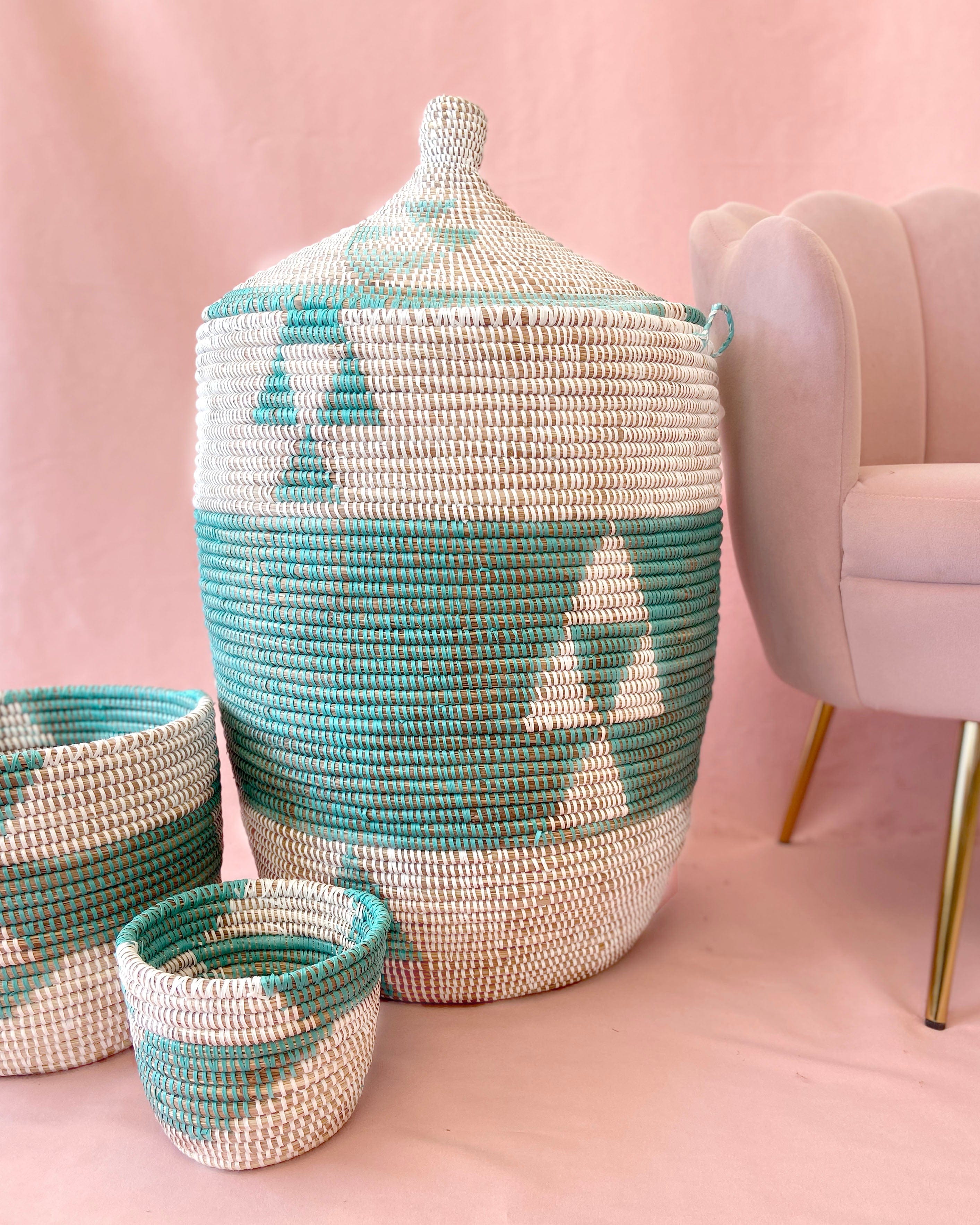 Esté Crystals home decor Turquoise Hamper Basket