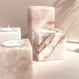 Esté Crystals crystal Pink Mangano Calcite Candle Holder