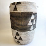 Black/ White Woven Hamper with Lid