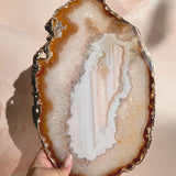 Gold Honey Large Agate Slab with Gold Electroplating