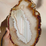 Gold Honey Large Agate Slab with Gold Electroplating