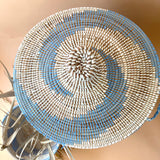 Large Periwinkle Woven Hamper Basket with Lid