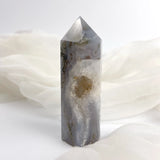 Moss Agate Tower with Druzy