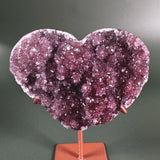Red Druzy Pink Amethyst Jasper Heart with Stand