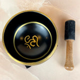 Black and Gold Om Singing Bowl Set