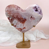 Valentina Large Pink Amethyst Heart on Gold Stand