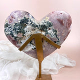 Valentina Large Pink Amethyst Heart on Gold Stand