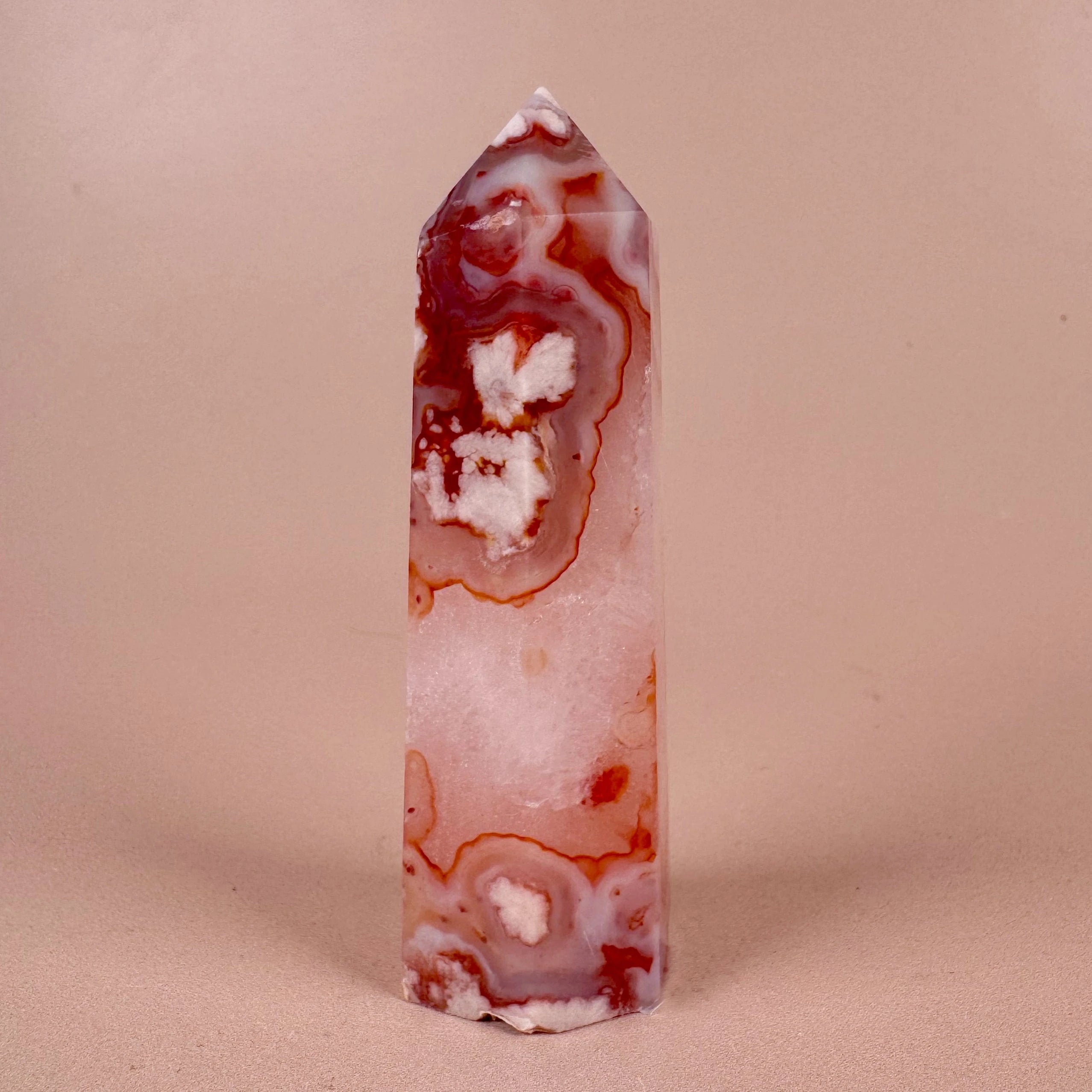 Esté Crystals Carnelian Flower Agate Tower