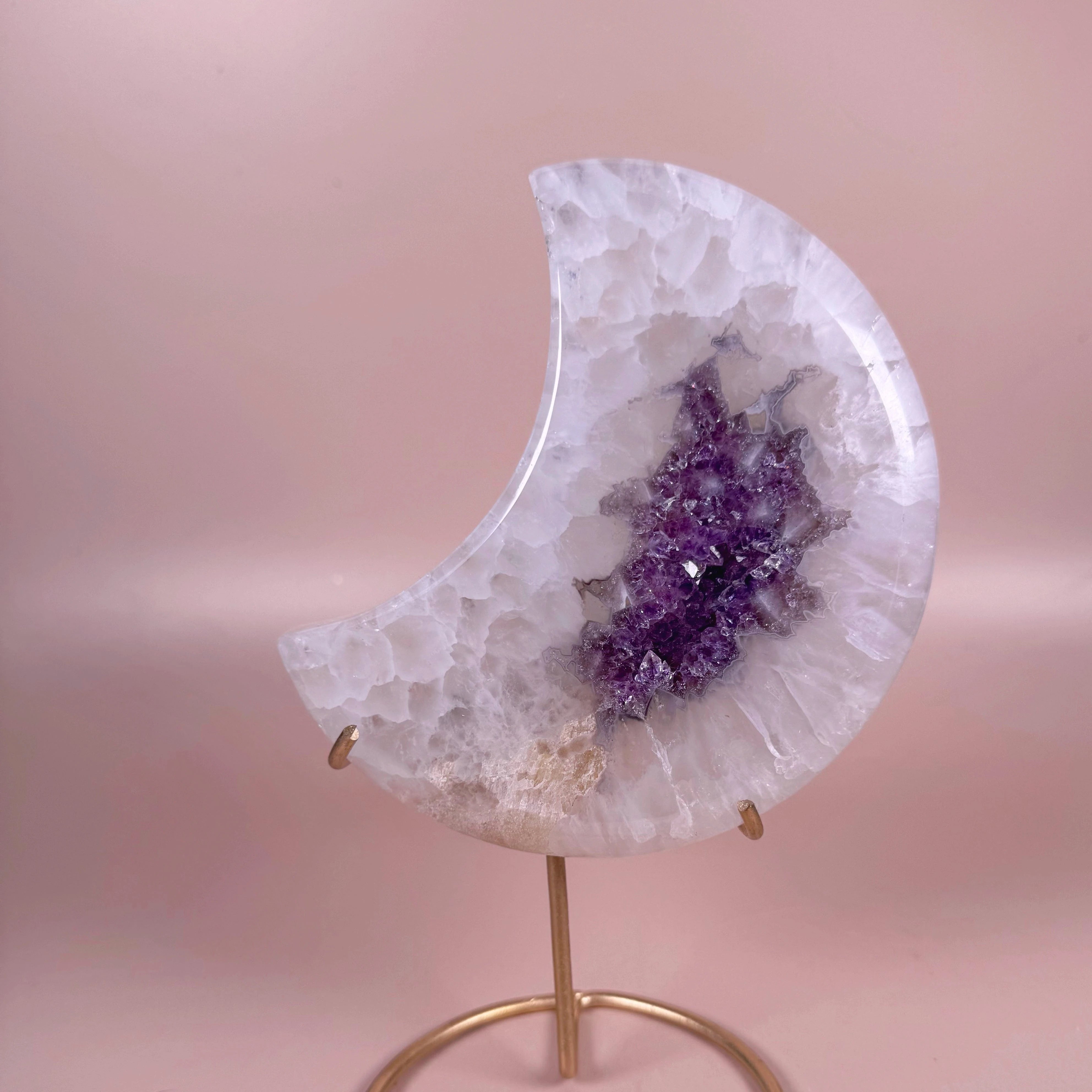 Esté Crystals crystal Agate Amethyst Moon with Stand