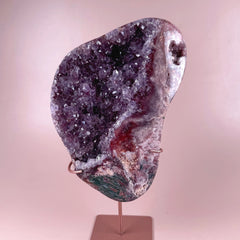 Esté Crystals crystal Berry Pink Amethyst x Jasper Slab with Stand