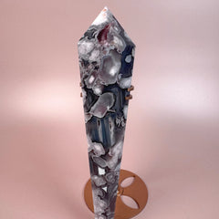 Esté Crystals crystal Black Flower Agate Wand