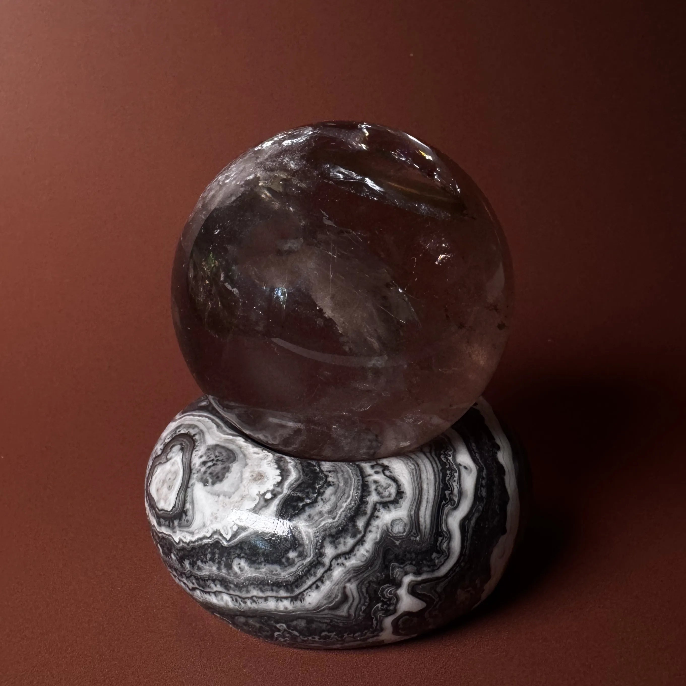 Esté Crystals crystal Black Onyx Candle Holder Sphere Stand