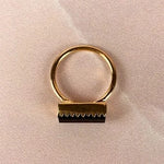 Esté Crystals crystal Black Tourmaline Gold Bar Ring Size 6-9