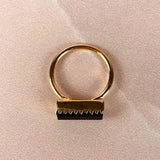 Esté Crystals crystal Black Tourmaline Gold Bar Ring Size 6-9