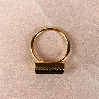 Esté Crystals crystal Black Tourmaline Gold Bar Ring Size 6-9