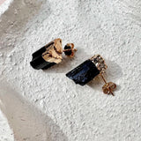 Esté Crystals crystal Black Tourmaline Gold Electroplated Earrings