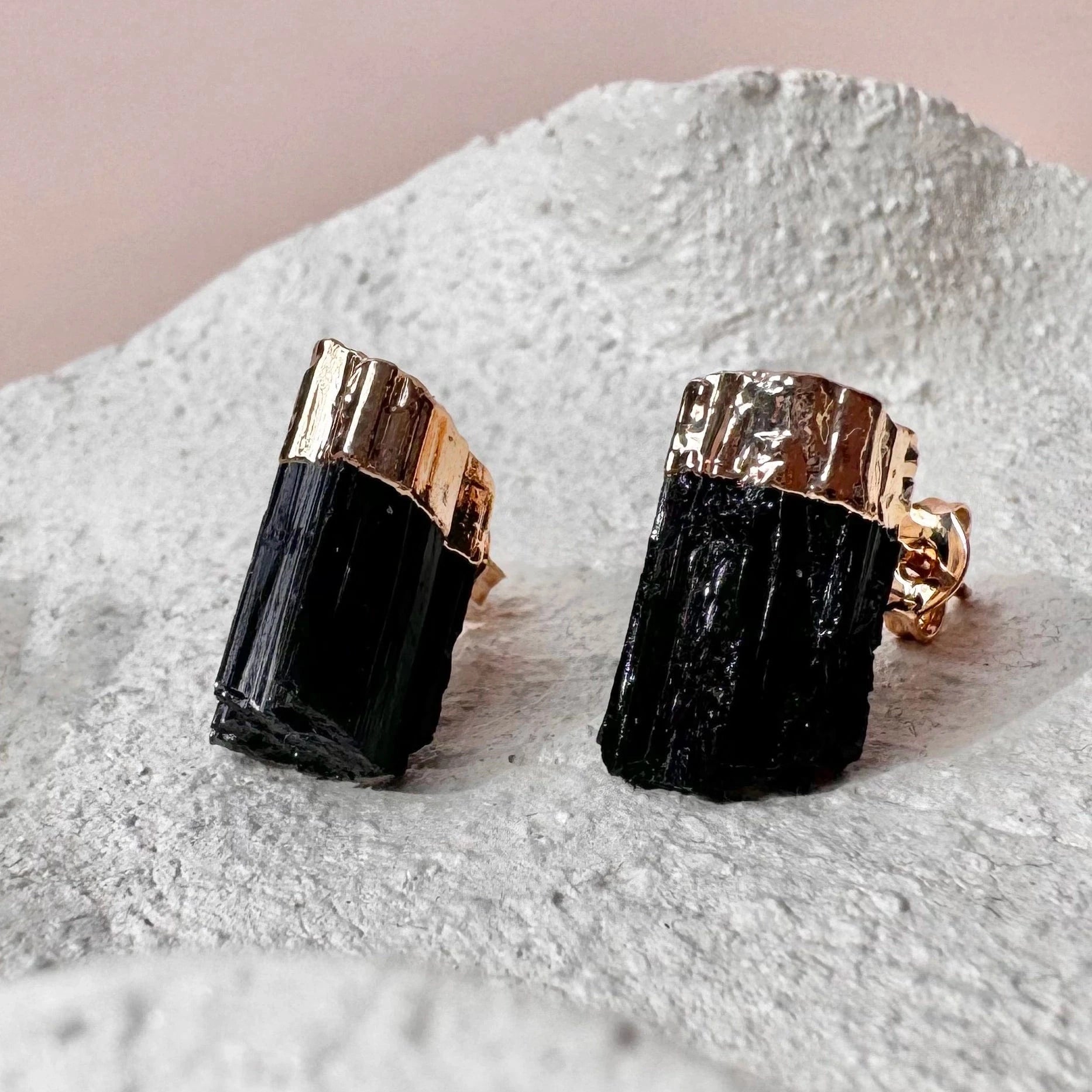 Esté Crystals crystal Black Tourmaline Gold Electroplated Earrings