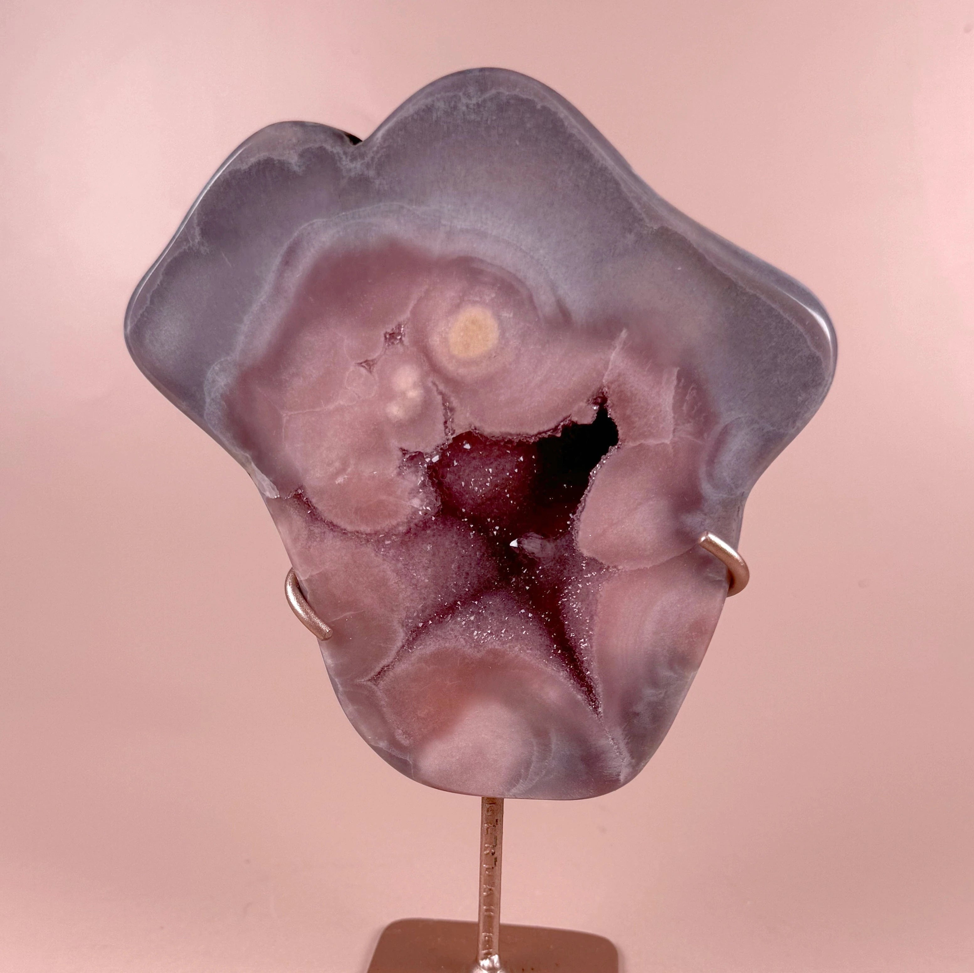 Esté Crystals crystal Blue Pink Amethyst Druzy Slab with Stand
