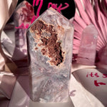 Esté Crystals crystal Blue Pink Amethyst Tower with Red Bubble Druzy Sugar