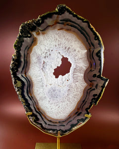 Esté Crystals crystal Blue Sugar Black Agate Portal Slab with Stand