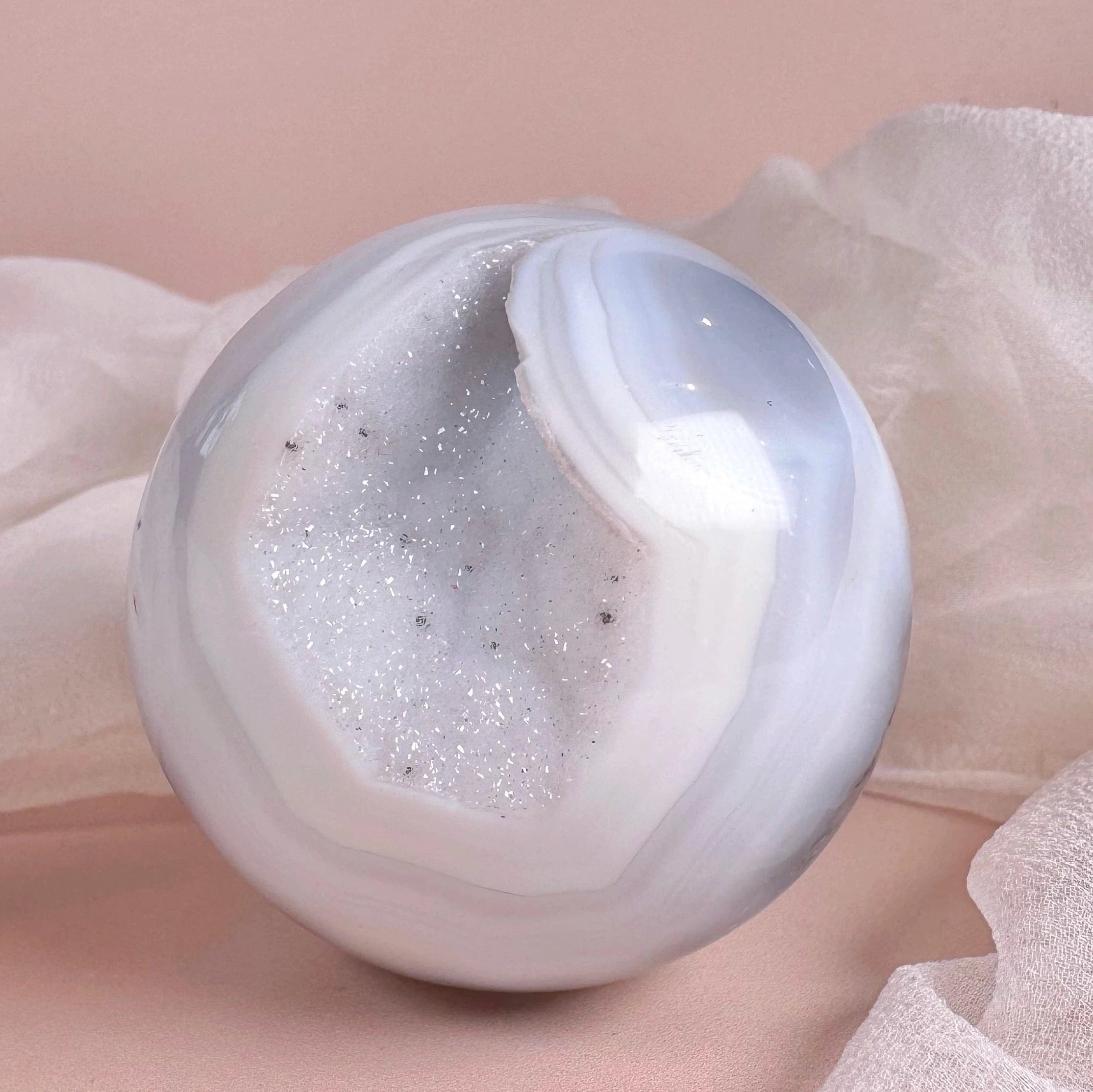 Esté Crystals crystal Blue Sugar Druzy Teardrop Agate Sphere