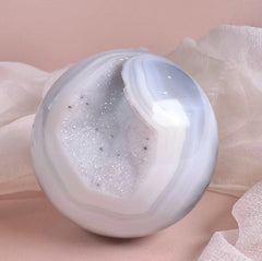 Esté Crystals crystal Blue Sugar Druzy Teardrop Agate Sphere