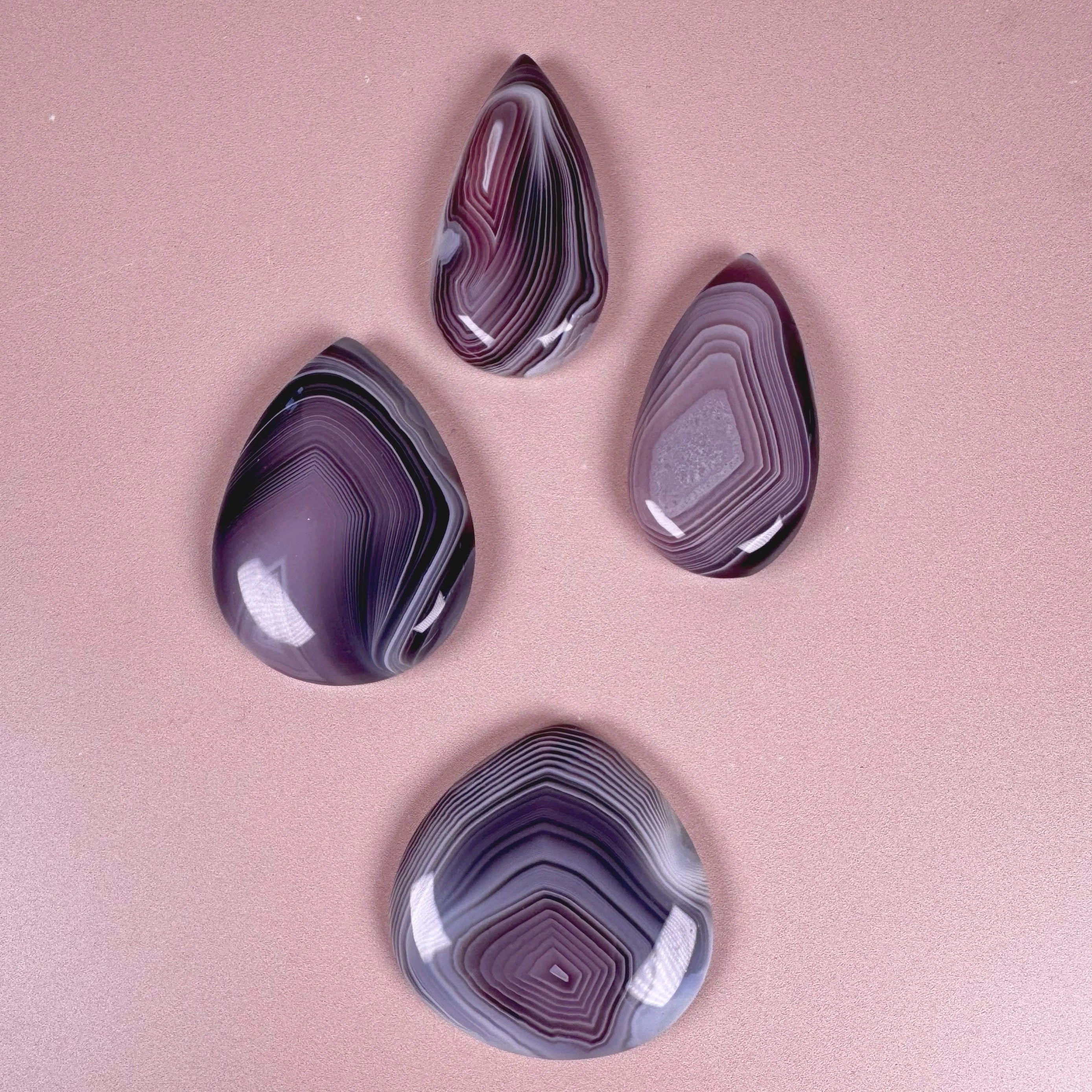 Esté Crystals crystal Botswana Pink and Blue Agate Cabochon Teardrops