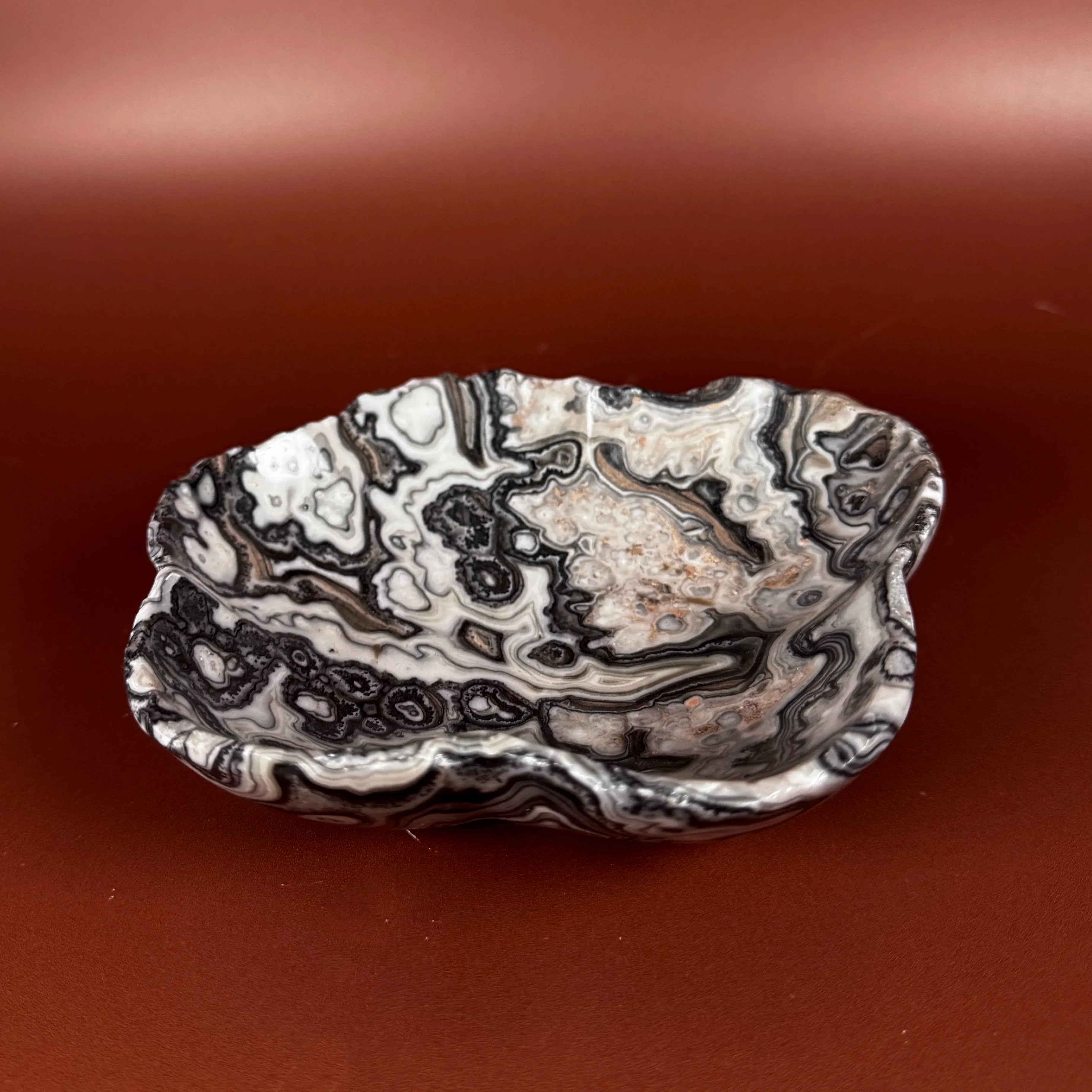Esté Crystals crystal Calyx Black and White Onyx Bowl