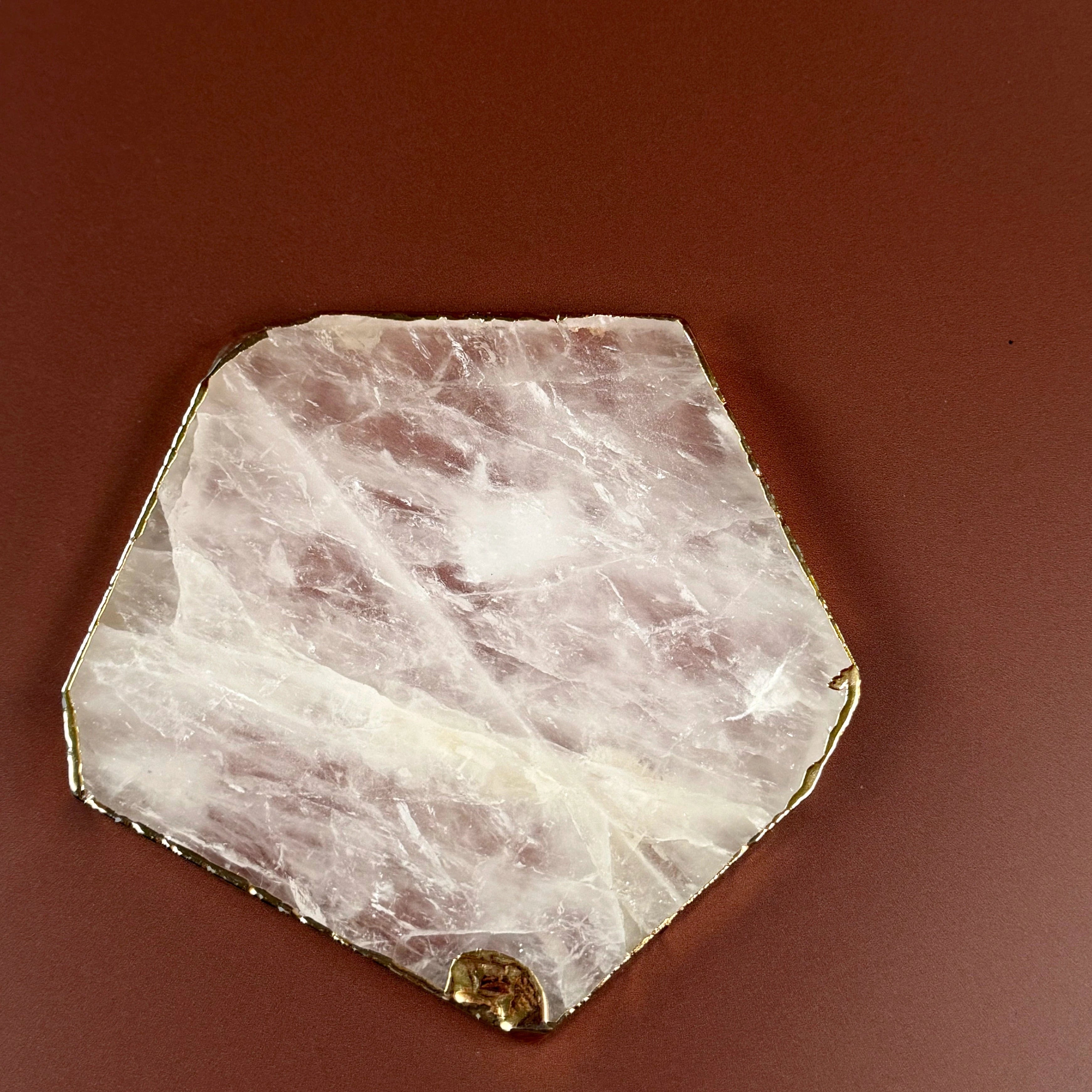 Esté Crystals crystal Clear Quartz Gold Electroplated Coaster