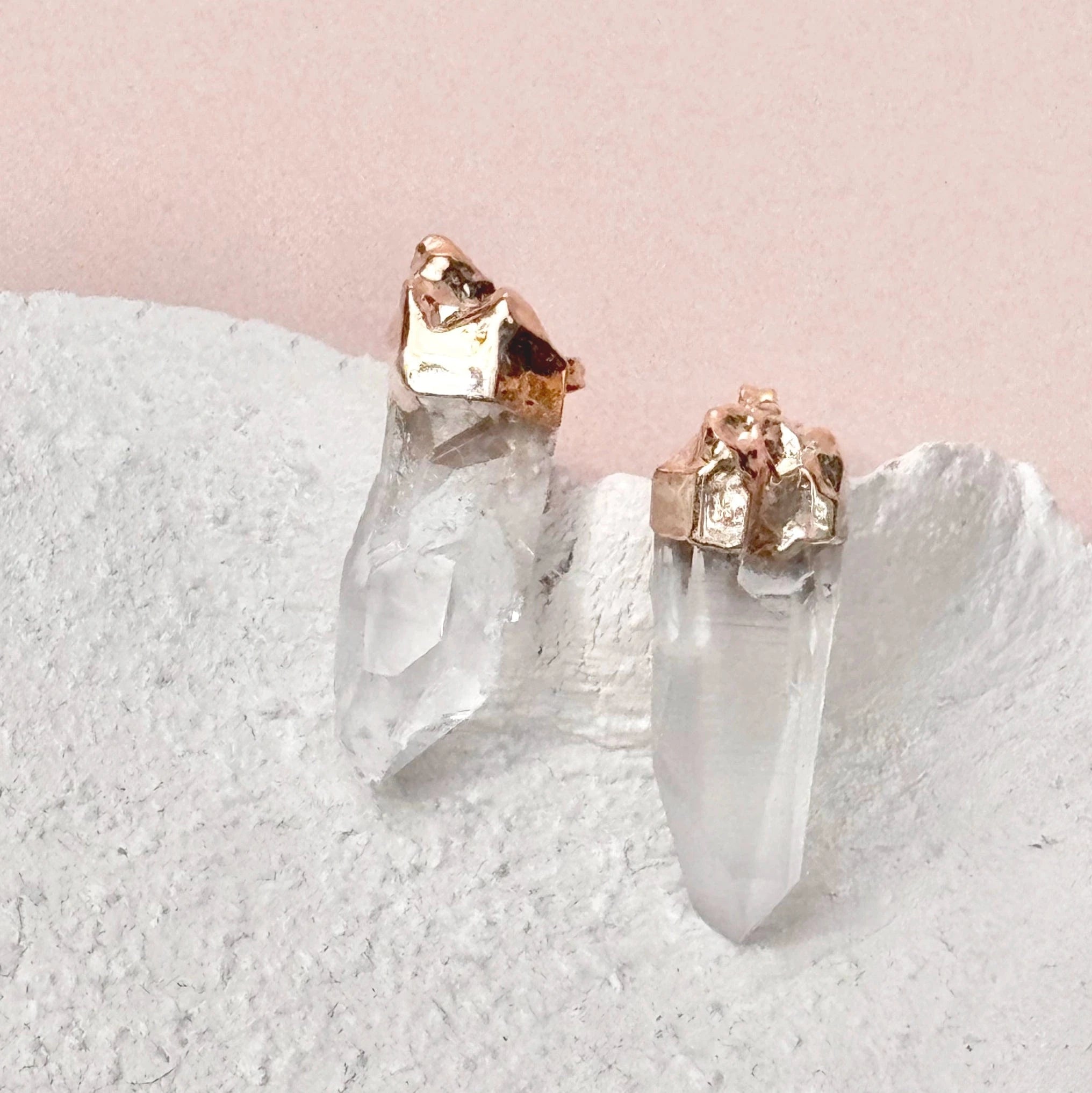 Esté Crystals crystal Clear Quartz Gold Electroplated Earrings