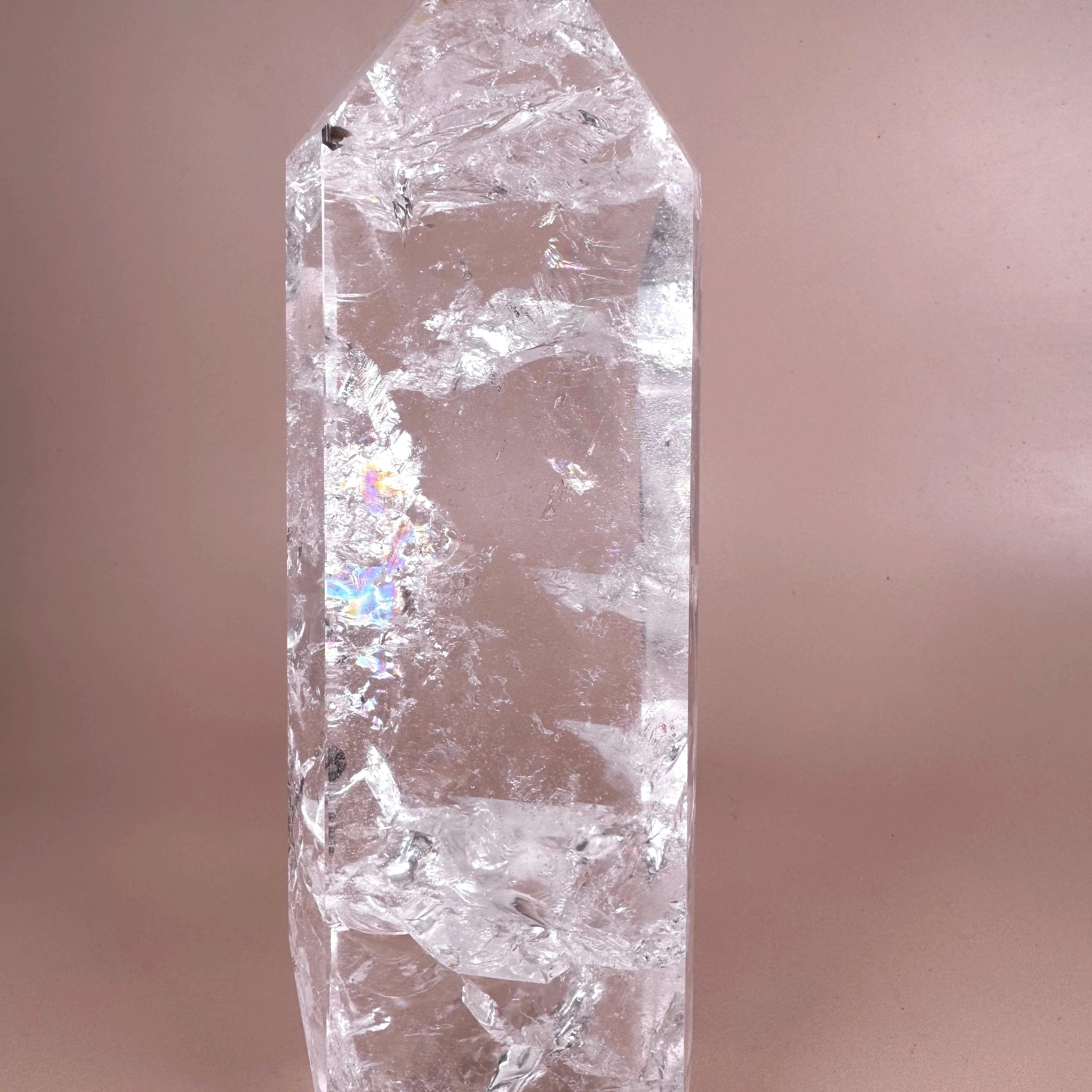 Esté Crystals crystal Clear Quartz Statement Rainbow Filled Tower