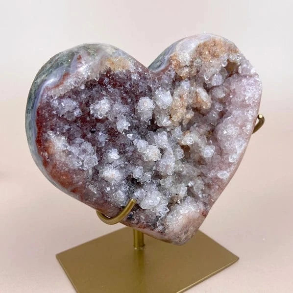 Esté Crystals crystal Cori Pink Amethyst Rosette Filled Heart with Stand