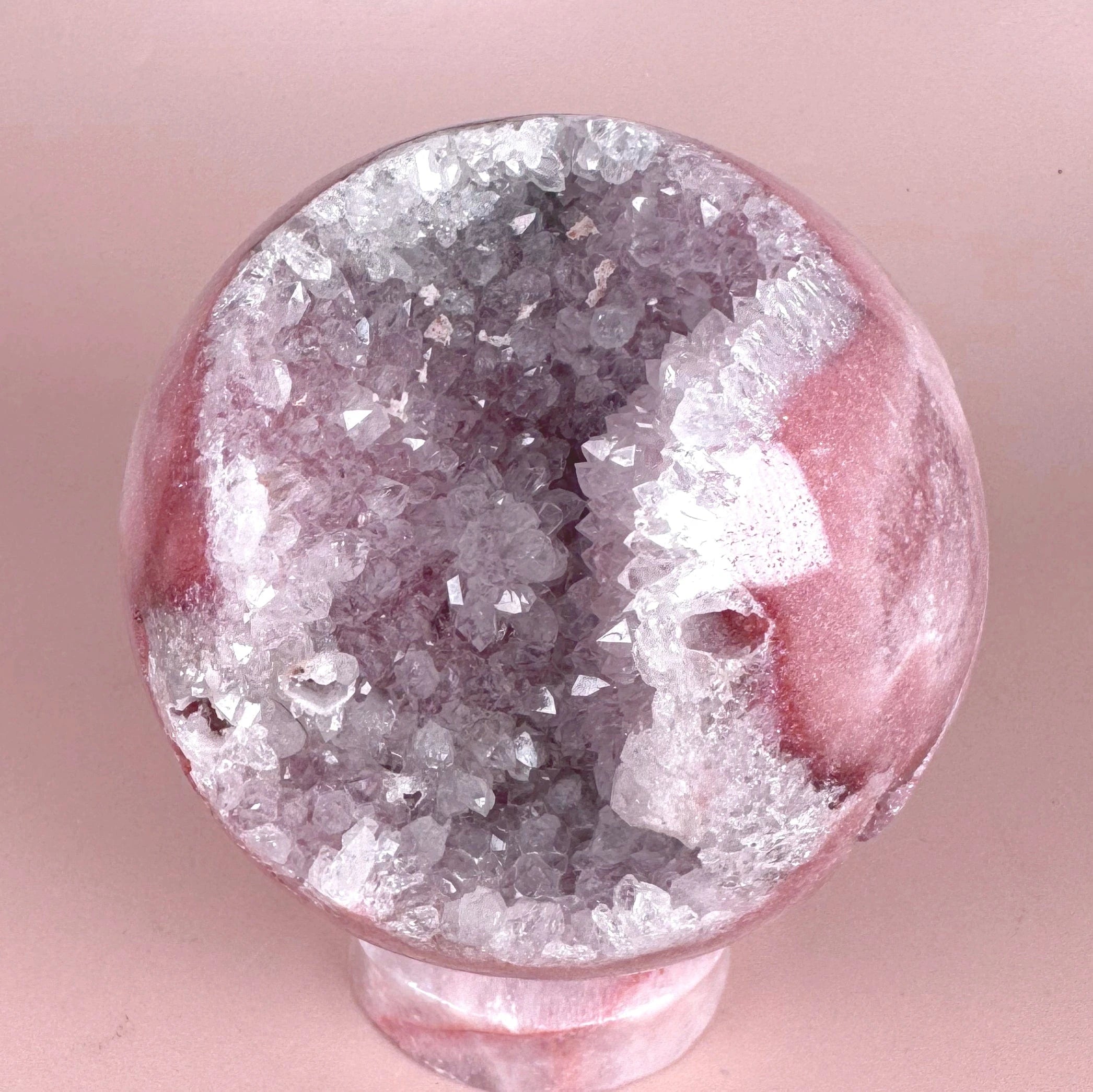 Esté Crystals crystal Crescent Moon Pink Amethyst Statement Sphere