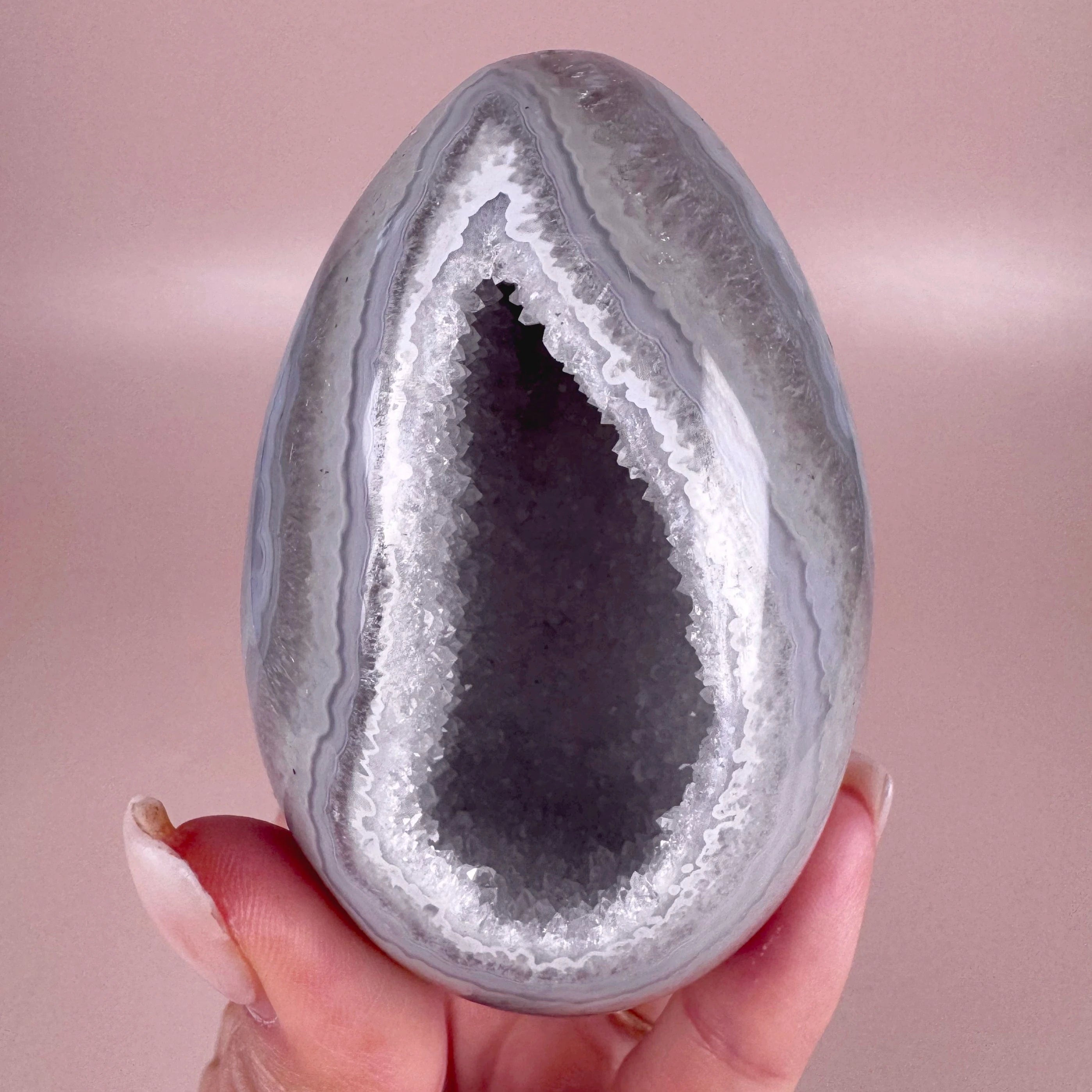 Esté Crystals crystal Druzy Banded Agate Egg